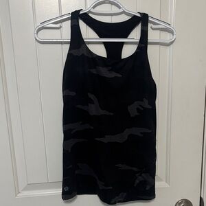 Athleta Black & Dark Gray Camo Racerback Tank Top